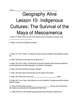 Preview of TCI Geography Alive! (Regions and People): Lesson 10 Follow-Along Review Guide