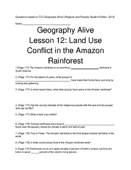 Preview of TCI Geography Alive! (Regions and People): Lesson 12 Follow-Along Review Guide