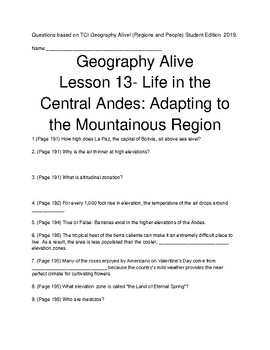 Preview of TCI Geography Alive! (Regions and People): Lesson 13 Follow-Along Review Guide