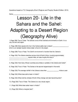 Preview of TCI Geography Alive! (Regions and People): Lesson 20 Follow-Along Review Guide