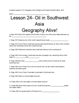 Preview of TCI Geography Alive! (Regions and People): Lesson 24 Follow-Along Review Guide