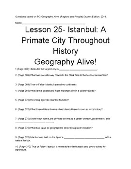 Preview of TCI Geography Alive! (Regions and People): Lesson 25 Follow-Along Review Guide