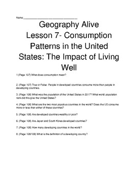 Preview of TCI Geography Alive! (Regions and People): Lesson 7 Follow-Along Review Guide