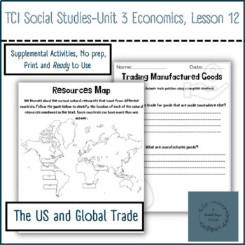 Preview of TCI Social Studies Unit 3 Economics,Lesson 12-The United States and Global Trade