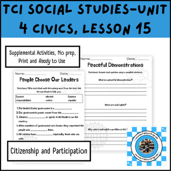 Preview of TCI Social Studies Unit 4 Lesson 15-Citizenship and Participation