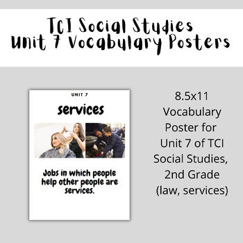 Preview of TCI Social Studies Vocabulary Posters - Unit 7 - Law, Services