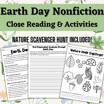 Preview of TDA Earth Day Close Reading Informational Passage and Scavenger Hunt Activity