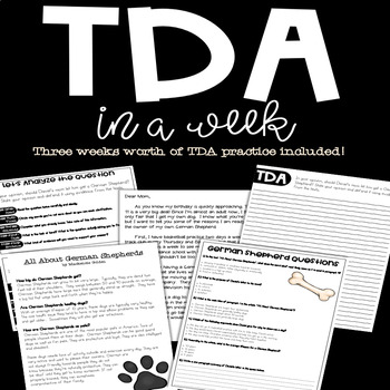 Preview of TDA in a Week: Text Dependent Analysis Writing Unit (3 Week Unit)