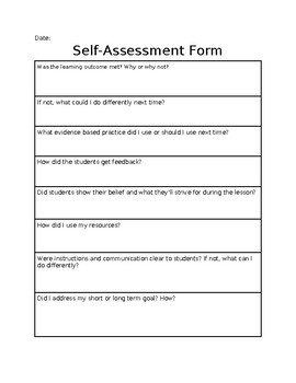 Preview of TDES Self Evaluation Form