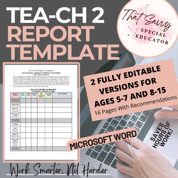 Preview of TEA-Ch2 Report Template (Microsoft Word™)- Fully Editable with Recommendations