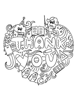 Download TEACHER APPRECIATION COLORING & THANK YOU NOTES, BUNDLE 14 ...