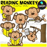 Reading Monkey Clip Art Mini Set {Educlips Clipart}