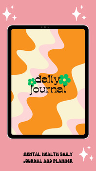Preview of TEACHER DIGITAL RETRO DAILY SELF-CARE JOURNAL AND PLANNER