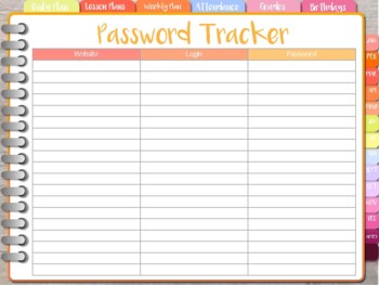 TEACHER Digital Planner Password Tracker Page by Jessica D | TPT