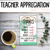 TEACHER GIFT TAGS - Thanks Commit-mint | Printable Tag | T