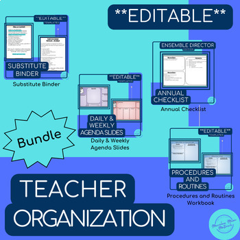 Preview of TEACHER ORGANIZATION BUNDLE | **Editable** | Middle School General Music