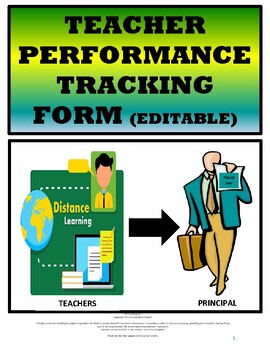 Preview of REAL WORLD LIFE SKILLS TEACHER PERFORMANCE DISTANCE LEARNING TRACKING FORM