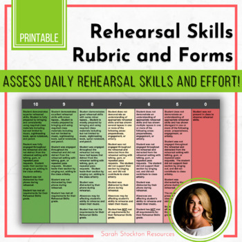 Preview of TEACHER RESOURCE Choir Daily Rehearsal Skills Rubric and Forms