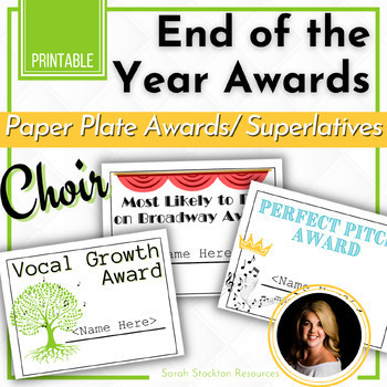 Preview of TEACHER RESOURCE End of the Year Choir Awards | Paper Plate Awards | Superlative