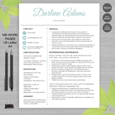 RESUME TEACHER Template For Word and Apple Pages -The Darlene