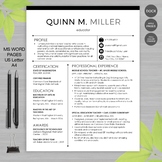 TEACHER RESUME Template For MS Word + Educator Resume Writ