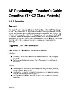 Preview of TEACHER'S GUIDE Unit 2: Cognition