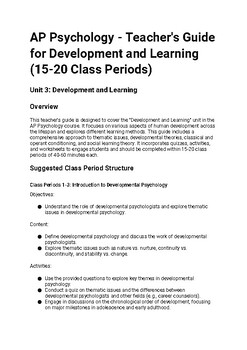 Preview of TEACHER'S GUIDE Unit 3: Development and Learning