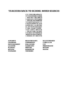 Preview of TEACHERS BACK TO SCHOOL WORD SEARCH!