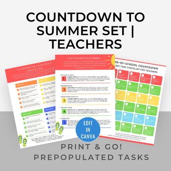 Preview of TEACHERS 'CLOSE THE CLASSROOM' COUNTDOWN | Sunny Red Design