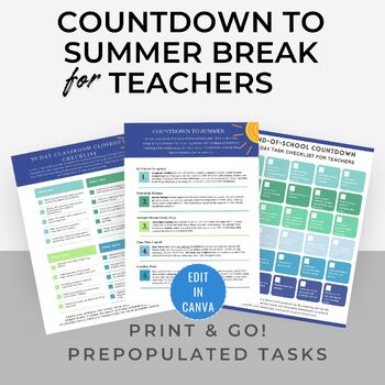 Preview of TEACHERS 'CLOSE THE CLASSROOM' COUNTDOWN | Dark-Blue Design