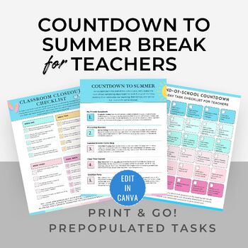 Preview of TEACHERS 'CLOSE THE CLASSROOM' COUNTDOWN | Teal Design