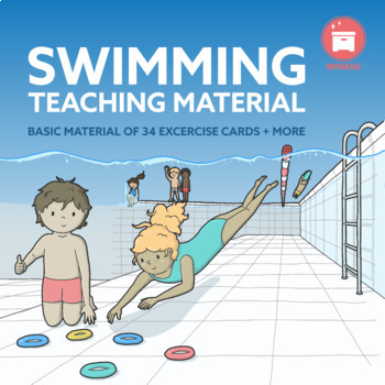 Preview of TEACHING SWIMMING BASICS | 34 Exercise Cards & more for swimming lessons in P.E.