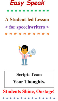 Preview of TEAM YOUR THOUGHTS; speech writing; scripted student-led lesson; public speaking