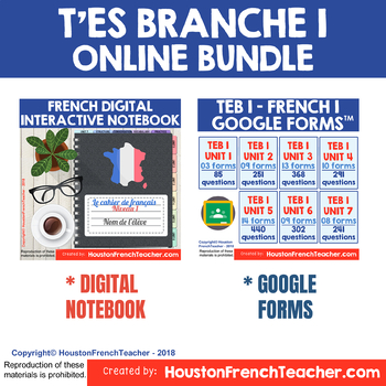 Preview of TEB T'es branché 1 - ONLINE VIRTUAL BUNDLE (Google Forms, Digital Notebook)