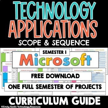 Preview of TECHNOLOGY APPLICATIONS - SCOPE & SEQUENCE - 1st Semester Computer Course Guide
