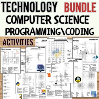 Preview of TECHNOLOGY-PROGRAMMING-CODING ,Vocabulary,Puzzles,Wordsearch & Crosswords BUNDLE