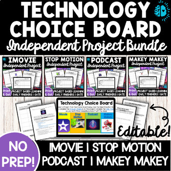 Preview of TECHNOLOGY PROJECT BUNDLE Choice Board Independent Project Digital Genius Hour