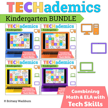 Preview of TECHademics - Kindergarten Math & ELA Full Year Bundle