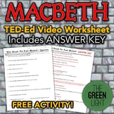 TED-Ed Why Should You Read Macbeth Worksheet & Key: FREE!