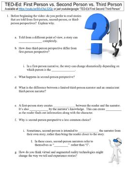 Preview of TED-Ed worksheet: First Person vs. Second Person vs. Third Person