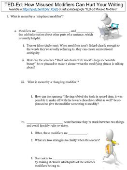 Preview of TED-Ed worksheet: How Misused Modifiers Can Hurt Your Writing