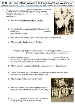 Preview of TED-Ed worksheet: The Historic Women's Suffrage March on Washington