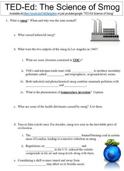 Preview of TED-Ed worksheet: The Science of Smog