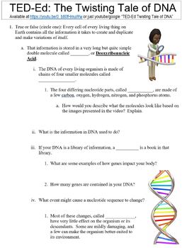 TED-Ed worksheet: The Twisting Tale of DNA by Danis Marandis | TPT