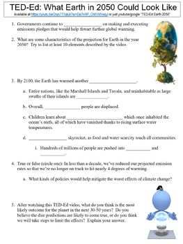 Preview of TED-Ed worksheet: What Earth in 2050 Could Look Like
