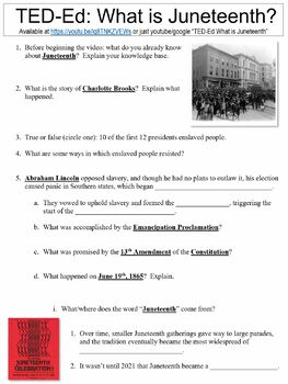 Preview of TED-Ed worksheet: What is Juneteenth, and Why is it Important?
