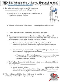 Preview of TED-Ed worksheet: What is the Universe Expanding Into?