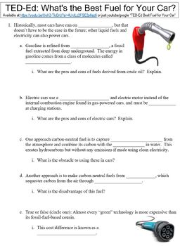 Preview of TED-Ed worksheet: What's the Best Fuel for Your Car?