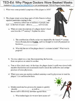 Preview of TED-Ed worksheet: Why Plague Doctors Wore Beaked Masks