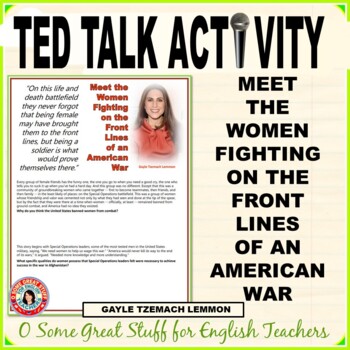 Preview of Ted Talk Worksheet - Gayle Tzemach Lemmon - Women on the Front Lines